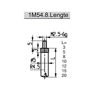 Messuhr-Taster Konus, R4,5 L=3 bis 20mm